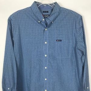 CHAPS Ralph Lauren Blue & White Plaid Shirt XL